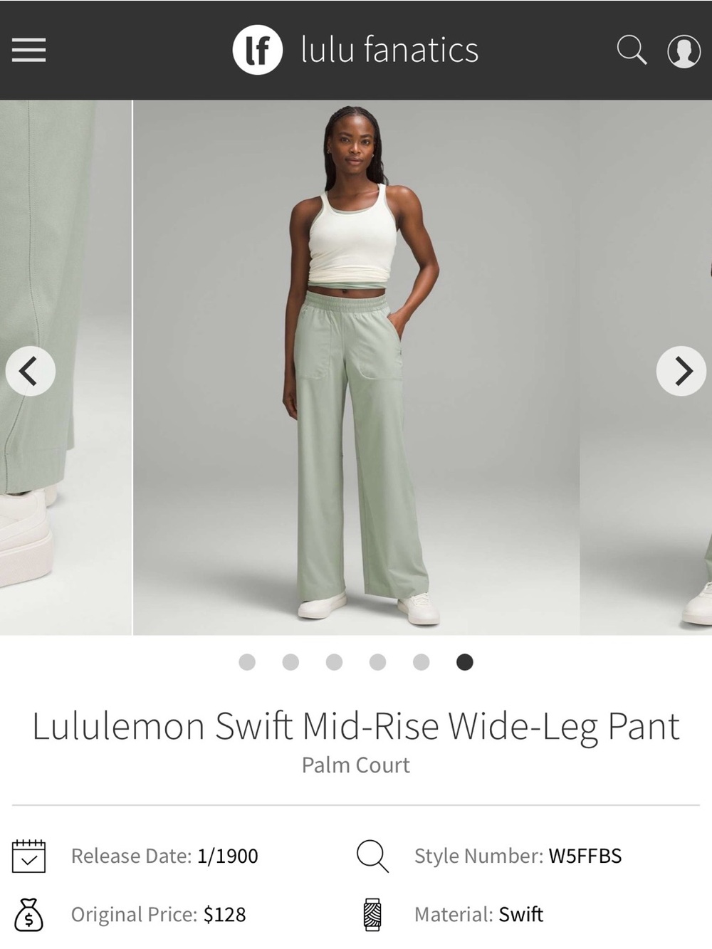 NWT Lululemon Swift Mid-Rise Wide-Leg Pant Palm Court PLMC Size 4 - Picture 5 of 9